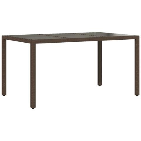 Tavolo Giardino Piano In Vetro Marrone 150x90x75 Cm Polyrattan - Foto 2