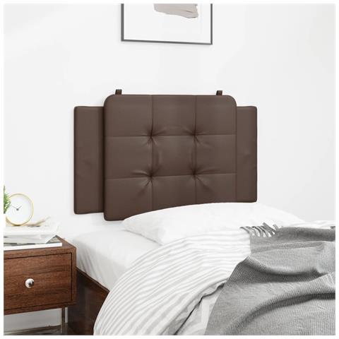 Cuscino Testiera Marrone 80 Cm In Similpelle - Foto 3