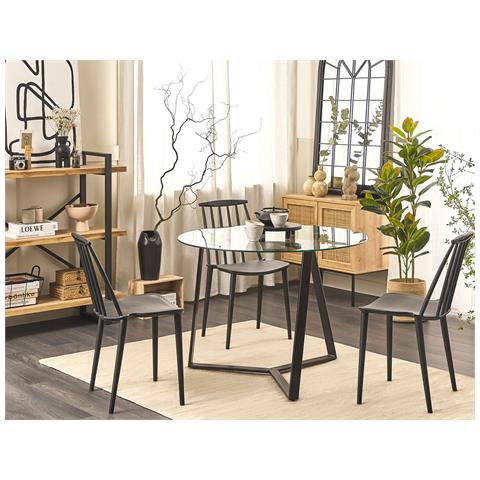 Tavolo Da Pranzo Kebri Nero 100 Cm 100 Cm Vetro Temperato - Foto 1