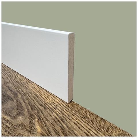 Battiscopa Zoccolino Squadrato In Fibra Di Legno Compatta 120x12 Bianco 9016 - Foto 1