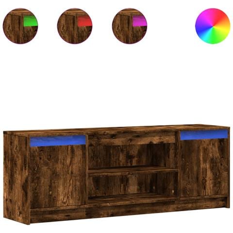 Mobile Porta TV con LED Rovere Fumo 139,5x34x50cm in Truciolato - Foto 1