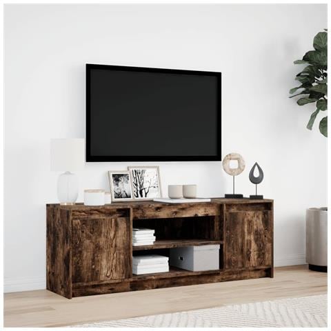 Mobile Porta TV con LED Rovere Fumo 139,5x34x50cm in Truciolato - Foto 10