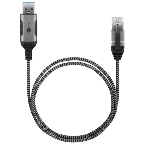 74396 adattatore per inversione del genere dei cavi USB 3.0 type A RJ45 Nero, Argento - Foto 2