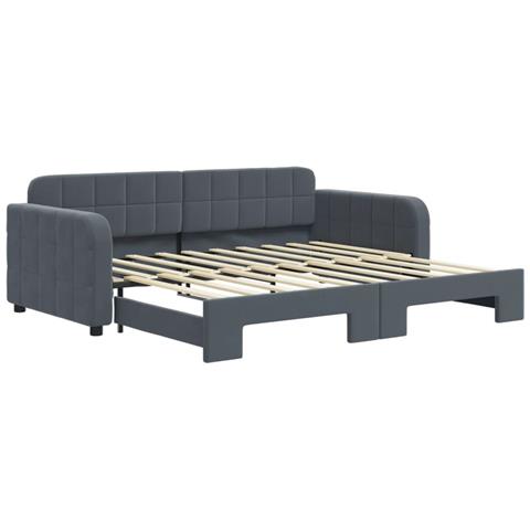 Divano Letto Con Letto Estraibile Grigio Scuro 90x190cm Velluto - Foto 2