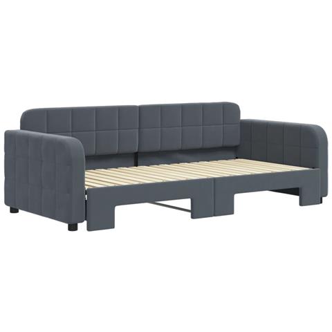 Divano Letto Con Letto Estraibile Grigio Scuro 90x190cm Velluto - Foto 3
