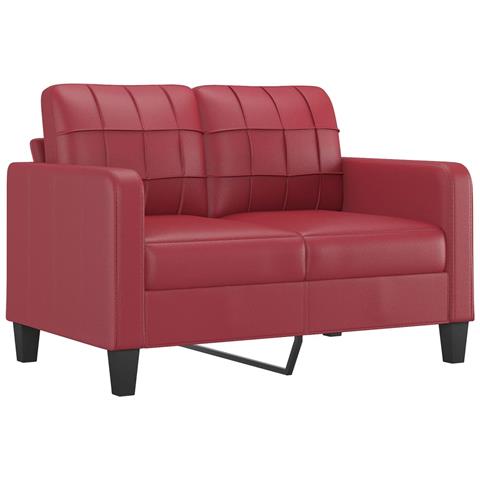 Set Di Divani 2 Pz Con Cuscini Rosso Vino In Similpelle - Foto 3