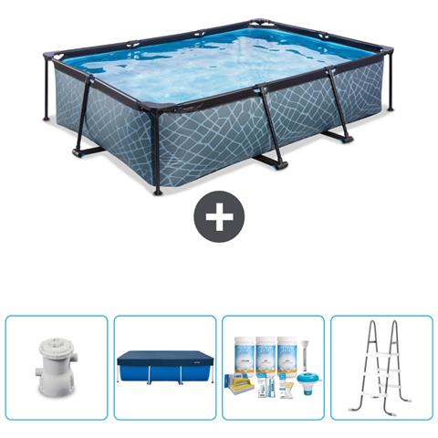 Piscina Fuori Terra - Rettangolo - 300x200x65 Cm - Grigio - Include Accessori Coordinati Cb6 - Foto 1