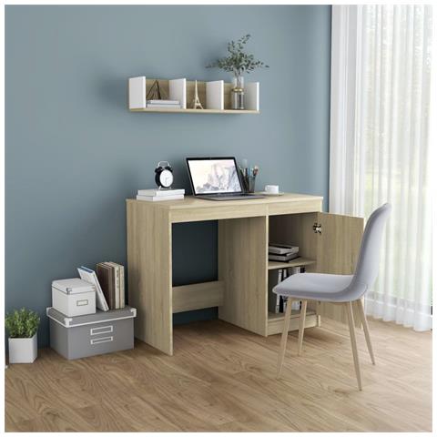 Lusso Casadino -  Scrivania Rovere Sonoma 100x50x76 Cm In Legno Multistrato - Foto 2