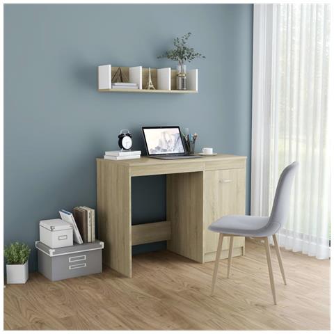 Lusso Casadino -  Scrivania Rovere Sonoma 100x50x76 Cm In Legno Multistrato - Foto 8