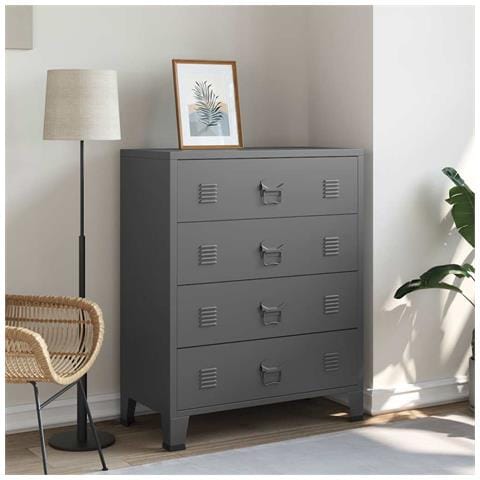 Cassettiera Industriale Antracite 78x40x93 Cm In Metallo - Foto 8