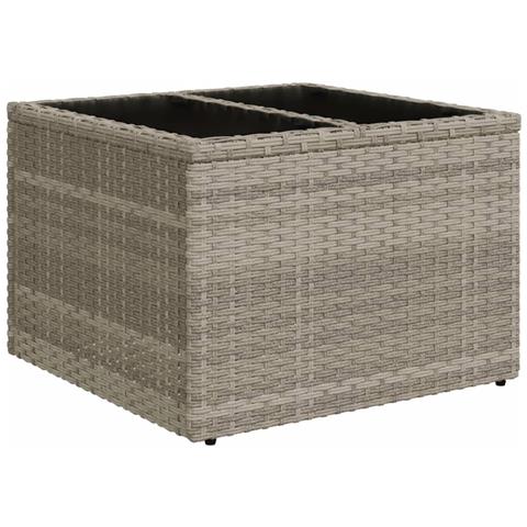 Tavolo Giardino Piano Vetro Grigio Chiaro 55x55x37cm Polyrattan - Foto 1