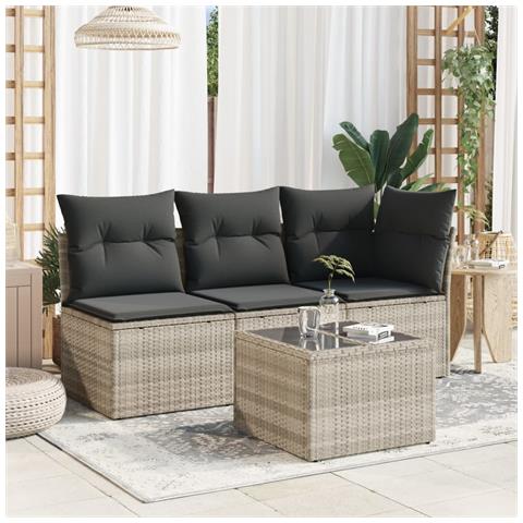 Tavolo Giardino Piano Vetro Grigio Chiaro 55x55x37cm Polyrattan - Foto 2