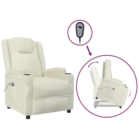 Lusso Casadino -  Poltrona Alzapersona Bianco Crema In Similpelle - Foto 1