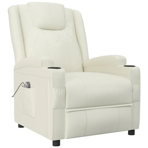 Lusso Casadino -  Poltrona Alzapersona Bianco Crema In Similpelle - Foto 2