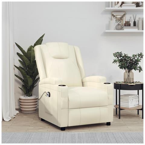 Lusso Casadino -  Poltrona Alzapersona Bianco Crema In Similpelle - Foto 8