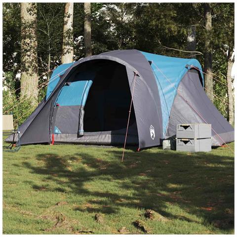Tenda da Campeggio a Cupola per 4 Persone Blu Impermeabile - Foto 1