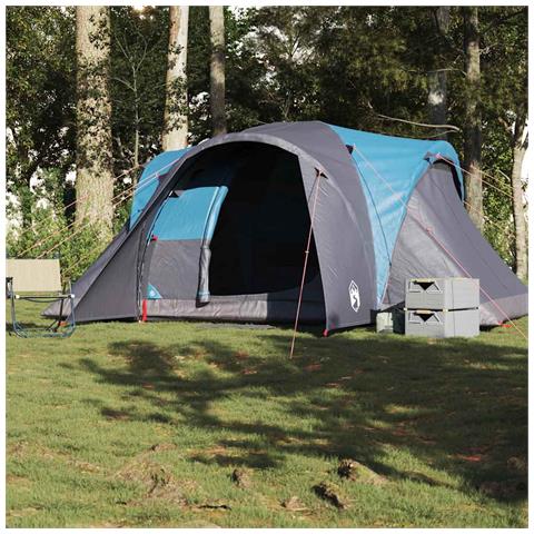 Tenda da Campeggio a Cupola per 4 Persone Blu Impermeabile - Foto 2