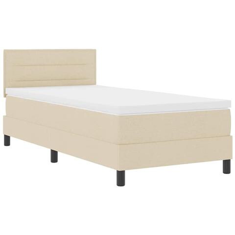 Letto a molle con materasso Crema 100 x 200 cm Tessuto - Foto 1