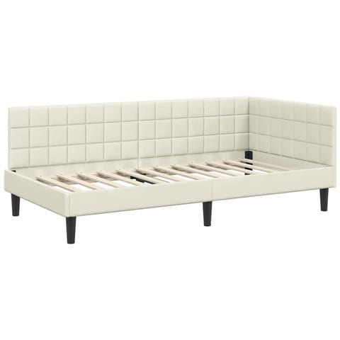 Cornice del letto ad angolo Crema 90 cm x 190 cm Velluto - Foto 1