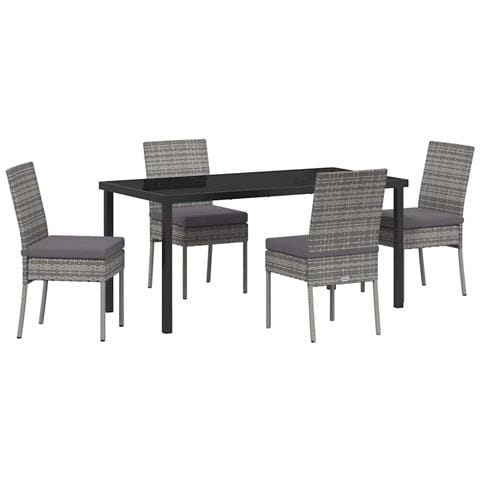 Set da Pranzo per Giardino 5 pcs Grigio Poly Rattan - Foto 1
