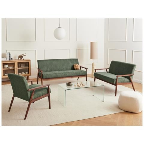 Set Da Salotto 6 Posti Esrum Tessuto Marrone Scuro /verde - Foto 1