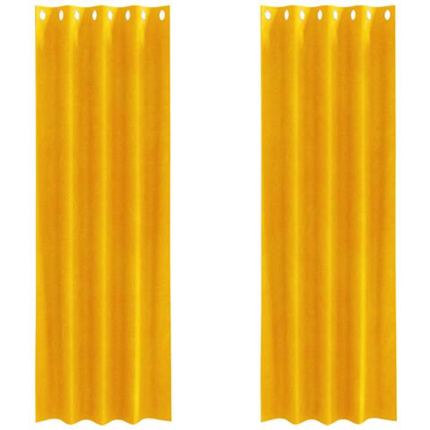 Tende con tende 2 pcs Giallo senape 140 x 225 cm Velluto - Foto 1