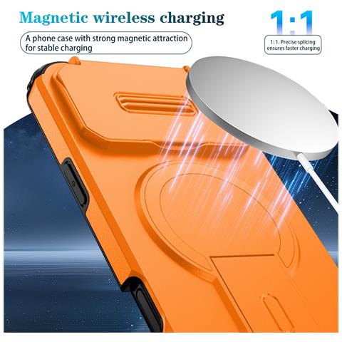 Custodia Magnetica 2-in-1 Con Finestra A Ribalta Compatibile Con Iphone 17 Pro - Antiurto E Con Funzione Stand Orange - Foto 2