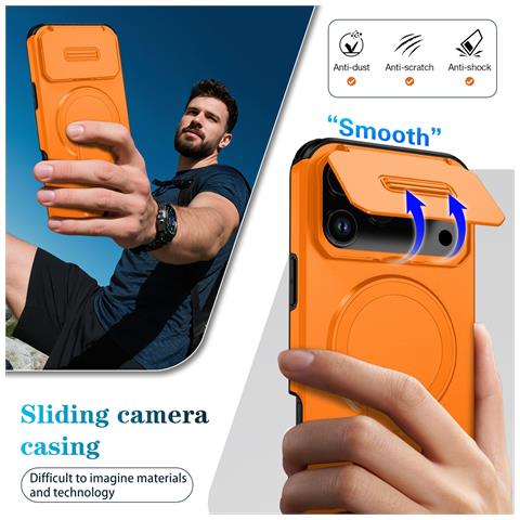 Custodia Magnetica 2-in-1 Con Finestra A Ribalta Compatibile Con Iphone 17 Pro - Antiurto E Con Funzione Stand Orange - Foto 7