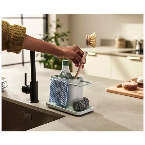 Organizzatore Per Lavello Caddy Compatto Con Spazio Per Utensili E Detersivo Barra Per Panni E Serbatoio Per Acqua Colore Pietra Verde - Foto 2