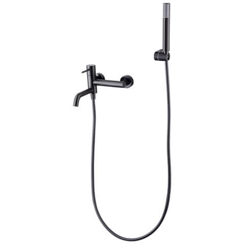 Imex Miscelatore Vasca-doccia Nero Canna Di Fucile In Ottone Con Tubo Flessibile Pvc 180 Cm Supporto Doccia Abs Maniglia Rotonda Cartuccia Ceramica Ø35 Mm Finitura Pvd Black Gun Metal - Modello Im - Foto 2