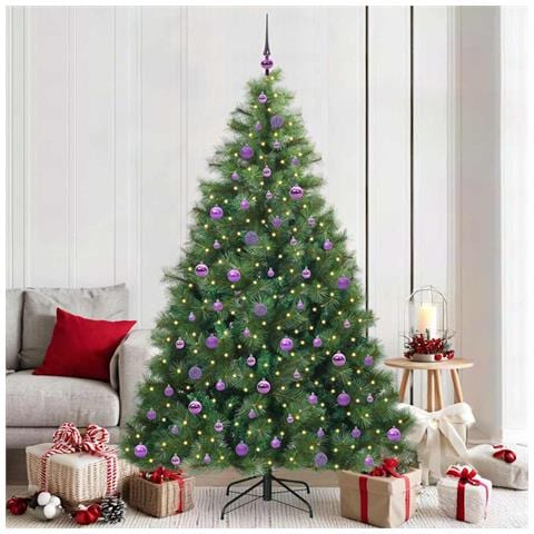 Albero di Natale artificiale con 300 LED Verde 210 cm PE e PVC - Foto 2