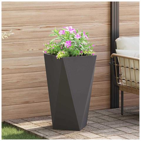 Fioriera Nero 40 x 40 x 75 cm Acciaio - Foto 2