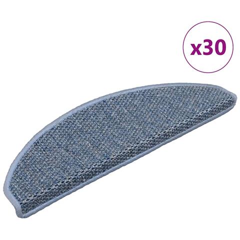 Tappeti Autoadesivi per Scale Aspetto Sisal 30pz 65x21x4 cm Blu - Foto 1
