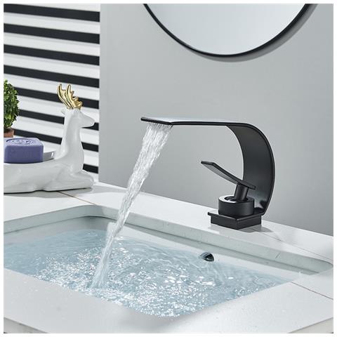 Rubinetto per lavabo da bagno, Blackswan, tipo M247, modello Waves nero opaco, misura 20 cm - Foto 2