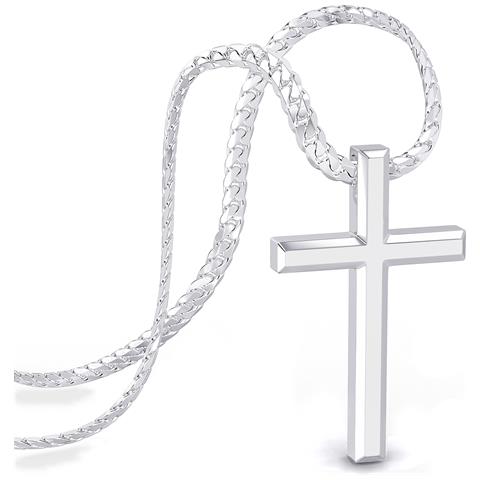 Collana Premium Faith Da Uomo | Acciaio Chirurgico Inossidabile 316l | Impermeabile | Chiusura Di Sicurezza | Argento | 60 Cm - Foto 1