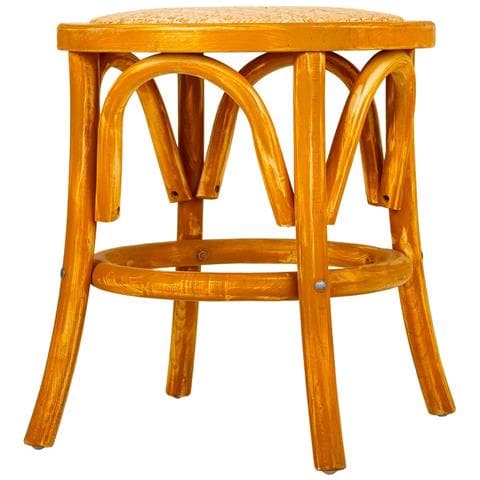 Sgabello In Legno E Seduta In Rattan Marrone D40x45h - Foto 2