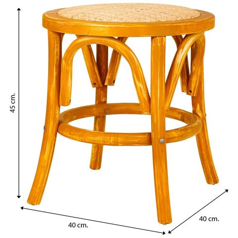 Sgabello In Legno E Seduta In Rattan Marrone D40x45h - Foto 7