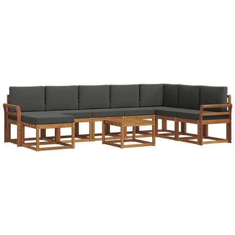 Set di divani da esterno con cuscino 9 pcs Naturale e Antracite - Foto 1