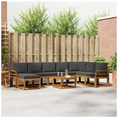 Set di divani da esterno con cuscino 9 pcs Naturale e Antracite - Foto 2