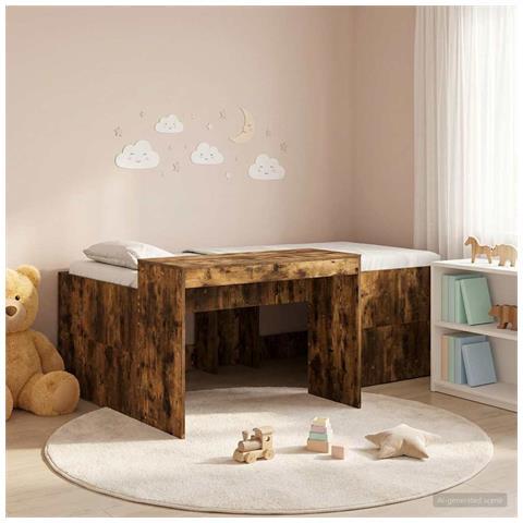 Letto alto per bambini con scrivania Rovere Fumo - Foto 2