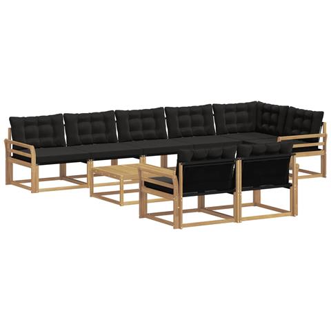Set di divani da esterno 9 pcs Bianco e Nero 79 x 79 x 37 cm - Foto 1