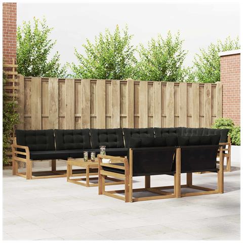 Set di divani da esterno 9 pcs Bianco e Nero 79 x 79 x 37 cm - Foto 2