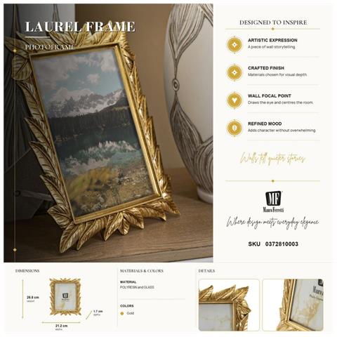 Cornice Portafoto Laurel Oro Con Decoro A Foglie Di Alloro 15x20 Cm - Foto 7
