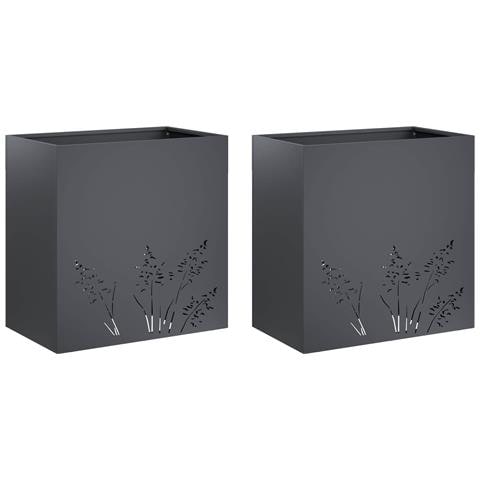 Vaso da giardino 2 pz Antracite 50 x 30 x 49 cm - Foto 1