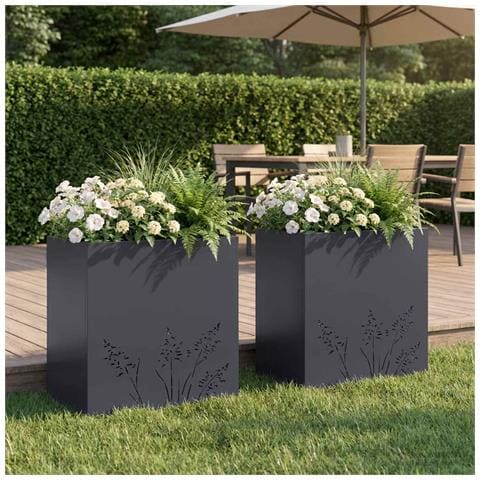 Vaso da giardino 2 pz Antracite 50 x 30 x 49 cm - Foto 2