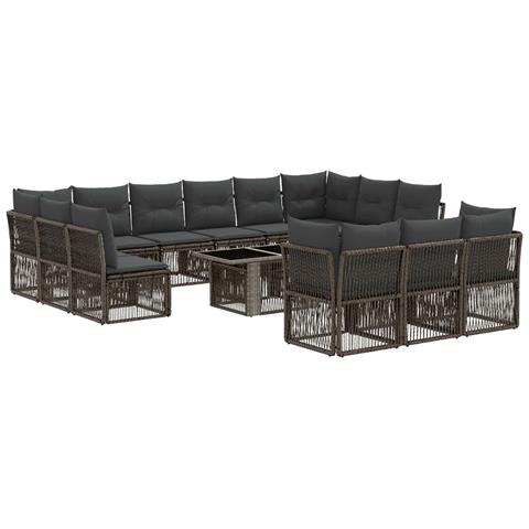 Set Divano da Giardino 14 pz Grigio polyrattan - Foto 1