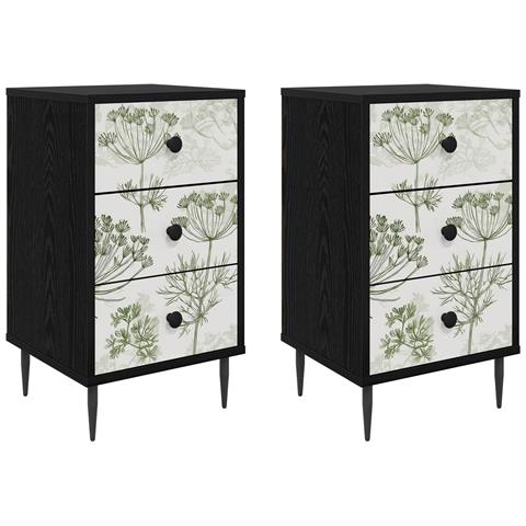 Armadio da Notte GOTHA 2 pz Rovere Nero 36 x 33 x 61 cm - Foto 1