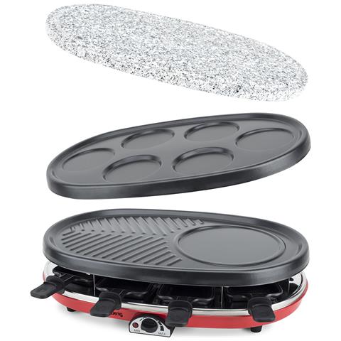 RP418 Raclette 4in1 Multifunzione per 8 Persone, Pietra naturale, 6 mini pancake, Grill, Temperatura regolabile, 8 padelle antiaderenti - Foto 2