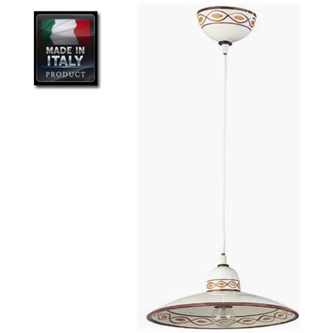 Sospensione lampadario in ceramica decorata a mano cm 50 marrone - Foto 2
