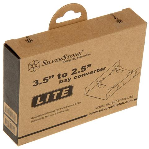 SST-SDP08-Lite Convertitore Bay da 3.5'' a 2x2.5, Grigio, Alluminio - Foto 3